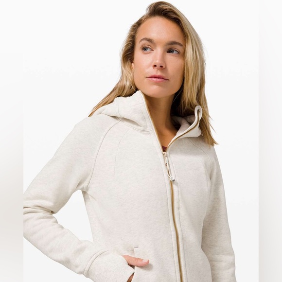 lululemon athletica Sweaters - Lulumeon scuba hoodie heathered light cotton fleece gold with rose gold zip